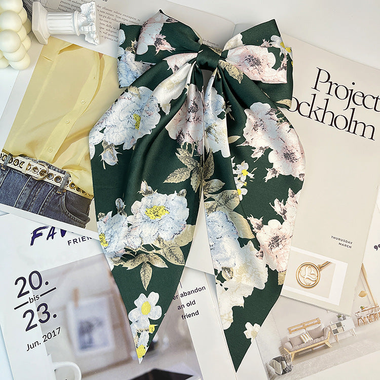 Wholesale Retro Camellia Red Big Bow Long Floating Hair Clip